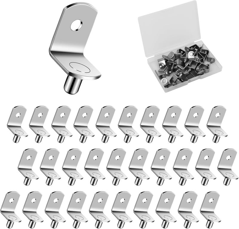 xflyxin 5mm Shelf Support Peg，L-Shaped Nickel-Plated Shelf pin Rack，Perforated Shelf Bracket Nails，Support Cabinet Shelf pinUsed for cabinets, Shelves and wardrobes - Image 1